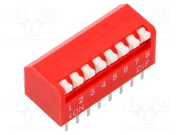 Switch: DIP-SWITCH; Poles number: 8; OFF-ON; 0.025A/24VDC; Pos: 2/8