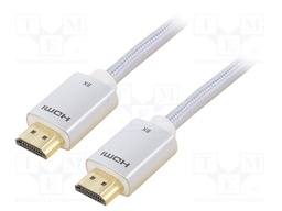 Cable; HDMI 2.1; HDMI plug,both sides; PVC; textile; Len: 2m; 28AWG