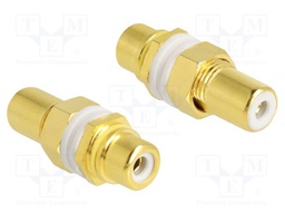 Adapter; RCA socket,both sides; Plating: gold-plated; 9.5mm