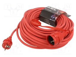 Extension lead; Sockets: 1; rubber; red; 3x1,5mm2; 25m; 16A