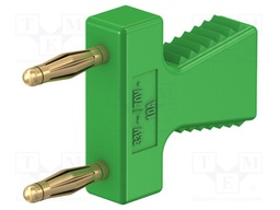 Connector: stackable safety shunt; 2mm banana; green; 10A; 30.4mm