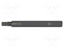 Screwdriver bit; inch,Hex Plus key; HEX 5/32"; Overall len: 70mm