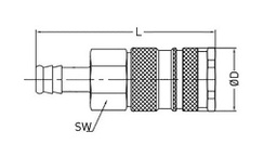 Quick connection coupling; straight; Seal: NBR rubber; D: 27mm