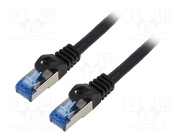 Patch cord; S/FTP; 6a; stranded; CCA; LSZH; black; 10m; 26AWG