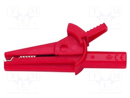 Crocodile clip; 10A; 600V; Grip capac: max.9mm; red; nickel plated