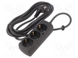 Extension lead; 3x1.5mm2; Schuko; Sockets: 3; PVC; black; Len: 5m