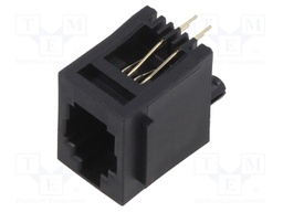 Socket; RJ9; PIN: 4; Layout: 4p4c; on PCBs,PCB snap; THT; straight