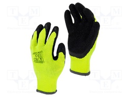 Protective gloves; Size: 8; black/yellow; acrylic,latex; furlined