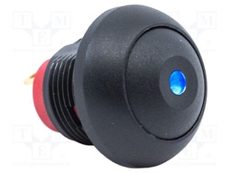 Switch: push-button; Pos: 2; SPST; 0.1A/50VDC; 0.125A/125VAC; black