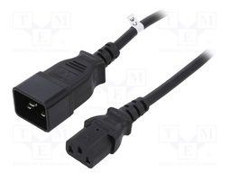 Cable; IEC C19 female,IEC C14 male; 1.2m; black; 3x1,5mm2; 10A