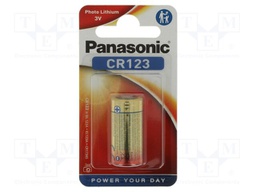 Battery: lithium; 3V; CR123A,CR17345; Batt.no: 1; Ø17x34.2mm