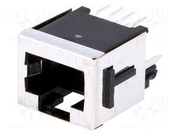 Socket; RJ45; PIN: 8; with panel stop blockade; Layout: 8p8c; THT