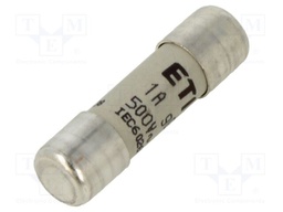 Fuse: fuse; gG; 1A; 500VAC; cylindrical; 10.3x38mm