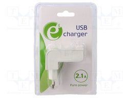 Power supply: switching; mains,plug-in; 5VDC; 2.1A; 10W; white