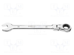 Wrench; combination spanner,with ratchet,with joint; 24mm