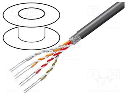Wire; 4x2x0.22mm2; tinned copper braid; PVC; grey; 49V; 100m