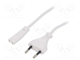 Cable; CEE 7/16 (C) plug,IEC C7 female; 1.8m; white; PVC; 2.5A