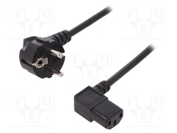 Cable; CEE 7/7 (E/F) plug angled,IEC C13 female 90°; 1.8m; 10A