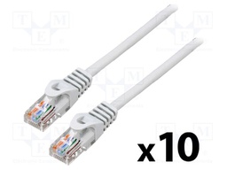 Patch cord; U/UTP; 5e; stranded; CCA; PVC; grey; 1m; 26AWG; Cores: 8