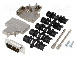D-Sub; PIN: 15; plug; male; soldering; for cable; black