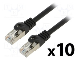 Patch cord; F/UTP; 6; stranded; CCA; PVC; black; 3m; 26AWG; Cores: 8