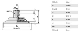 Component: suction cup; Man.series: PFYN; Mounting: G1/4-IG; 62.5g