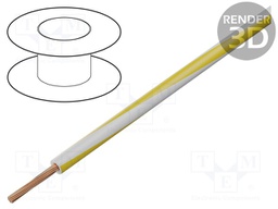 Wire; FLRY-B; 1x0.35mm2; stranded; Cu; PVC; white-yellow; 60V; 100m