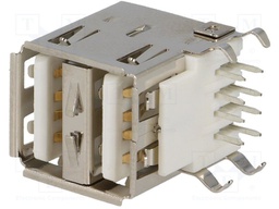 Socket; USB A; on PCBs; THT; PIN:4; angled 90°; double; V: USB 2.0