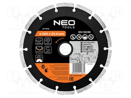 Cutting diamond wheel; Ø: 200mm; segmented; Holder: assembly hole