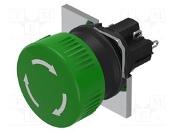 Switch: push-button; 16mm; Stabl.pos: 2; NC + NO; green; none; IP65