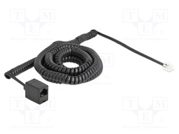 Cable: telephone; coiled; RJ11 plug,RJ45 socket; black; 32AWG
