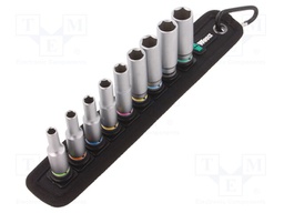 Key set; hex socket,socket spanner; Pcs: 9; Mounting: 1/4"; 50mm