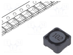 Inductor: wire; SMD; 1mH; 400mA; 1.53Ω; 12x12x6mm; ±20%; -40÷125°C