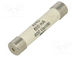 Fuse: fuse; quick blow; 600mA; 600VAC; 600VDC; ceramic,cylindrical