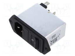 Filtered IEC Power Entry Module, IEC C14, General Purpose, 4 A, 250 VAC, 2-Pole Switch