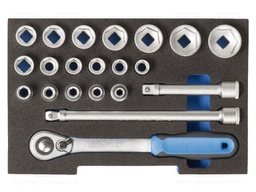 Wrench-set; 6-angles,rattle,socket spanner; 1/2"; 21pcs.