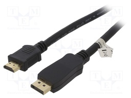 Cable; DisplayPort 1.1; DisplayPort plug,HDMI plug; 3m; black