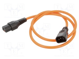 Cable; IEC C13 female,IEC C14 male; 1m; with IEC LOCK locking