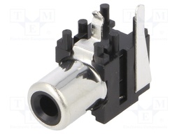 Socket; RCA; female; angled 90°; THT; nickel plated; Marker: black