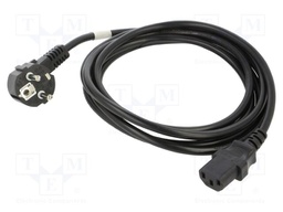 Cable; CEE 7/7 (E/F) plug angled,IEC C13 female; PVC; Len: 3m