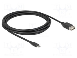 Cable; USB 2.0; gold-plated; 3m; black; 24AWG,28AWG; 480Mbps