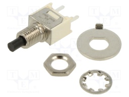 Switch: push-button; Pos: 2; SPST-NO; 1A/120VAC; 1A/28VDC; OFF-(ON)