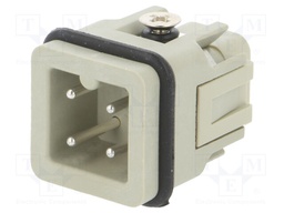 Connector: HDC; male; HDC; PIN: 4; 3+PE; size 1; 10A; 250V; 0.5÷2.5mm2