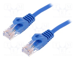 Patch cord; U/UTP; 5e; stranded; CCA; PVC; blue; 1.5m; 26AWG