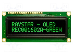 Display: OLED; alphanumeric; 16x2; Window dimensions: 66x16mm