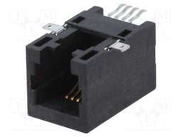 Socket; RJ9; PIN: 4; Cat: 5; Layout: 4p4c; SMT; horizontal