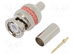 Plug; BNC; male; 75Ω; RG59; crimped; for cable; gold-plated