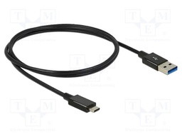Cable; USB A plug,USB C plug; gold-plated; 1m; black; 26AWG,32AWG