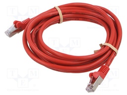Patch cord; SF/UTP; 5e; stranded; CCA; PVC; red; 3m; 26AWG