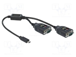 USB to RS232 converter; D-Sub 9pin plug x2,USB C plug; 0.35m